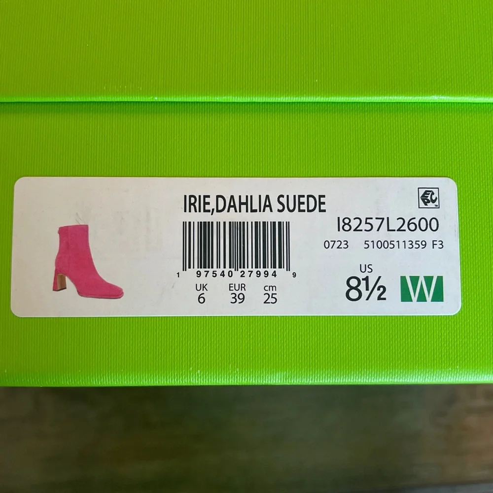 NIB SAM EDELMAN IRIE SQUARE TOE BRIGHT DAHLIA SUEDE ANKLE BOOTIE WOMENS 8.5 WIDE - Picture 15 of 15